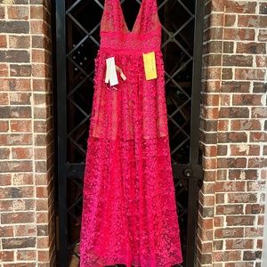 Bronx and Banco Megan Fushsia Pink Maxi Dress Gown size S Small US 4, NWT